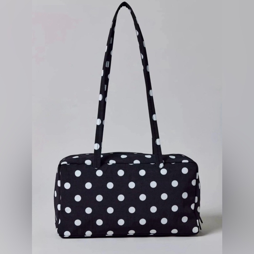 Baggu Nylon Bowler Bag Regular Black White Polka Dot NWT